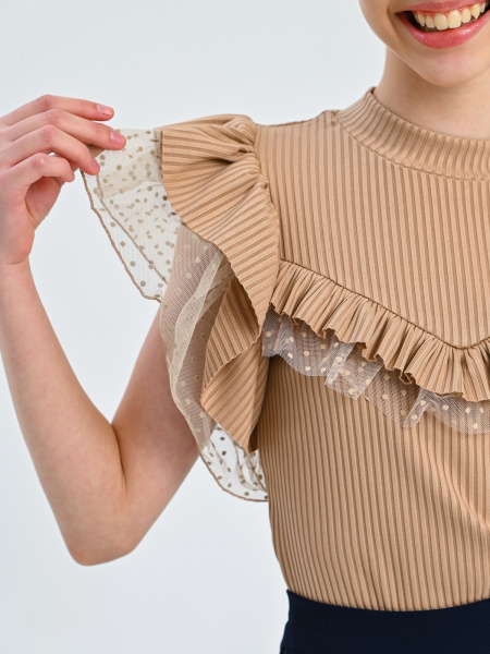 K-006KG Блузка к.р. д/д (коричневый весь размерный ряд)