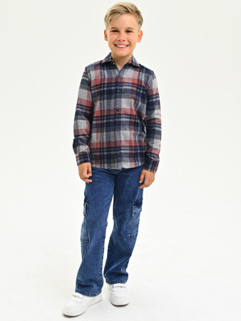 2693 Рубашка д/м клетка  (синий,красный весь размерный ряд)