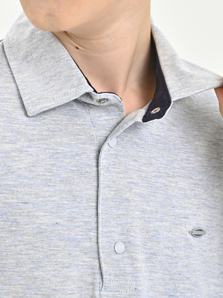 4266 Поло д/м дл.р. (серый меланж весь размерный ряд)