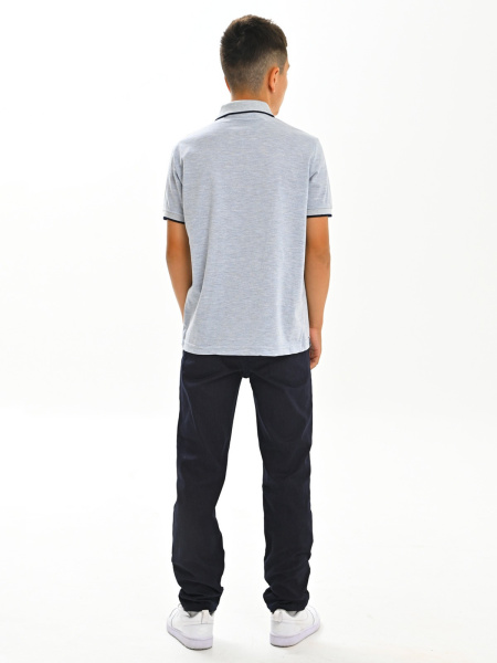 2749 Поло к.р. д/м (голубой меланж весь размерный ряд)