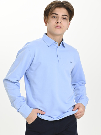 4753 Поло дл.р. д/м (голубой весь размерный ряд)