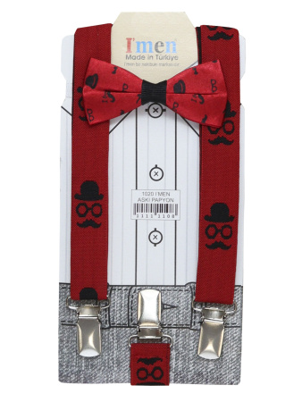 1020-5 Подтяжки+бабочка (4шт) (красный,черный размер 86-122)