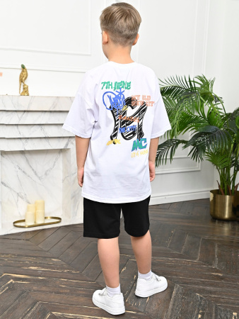 3016 Футболка д/м оверсайз (белый весь размерный ряд)