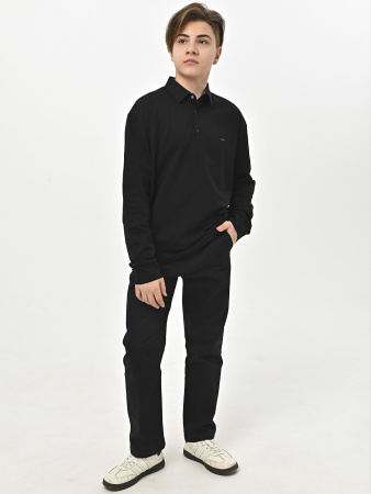 4926 Поло дл.р. д/м оверсайз (черный весь размерный ряд)