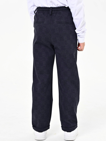 4329 Брюки д/м клетка (синий весь размерный ряд)