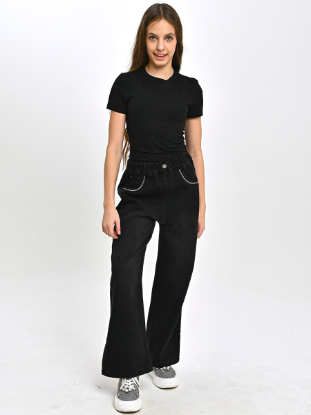 T8045-Ch Джинсы утепленные д/д (черный весь размерный ряд)