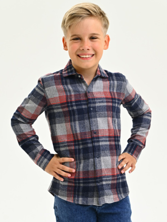 2693 Рубашка д/м клетка  (синий,красный весь размерный ряд)
