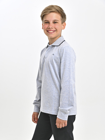 4134 Поло д/м дл.р. (серый меланж весь размерный ряд)