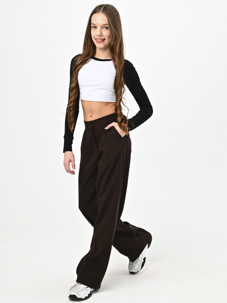 2581KG Брюки палаццо д/д (коричневый весь размерный ряд)