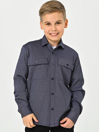 4406 Жакет/рубашка д/м (синий меланж весь размерный ряд)