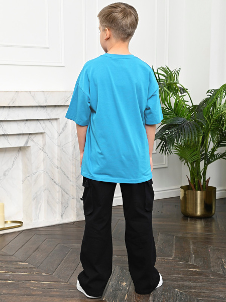 3135 Футболка д/м оверсайз (бирюза весь размерный ряд)