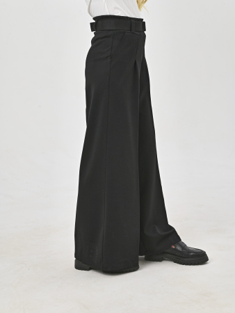 1106K Брюки палаццо д/д (черный весь размерный ряд)