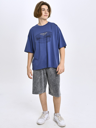 5435 Футболка оверсайз д/м (джинсовый 152)