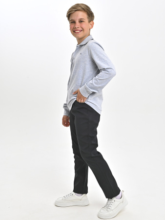 4134 Поло д/м дл.р. (серый меланж весь размерный ряд)