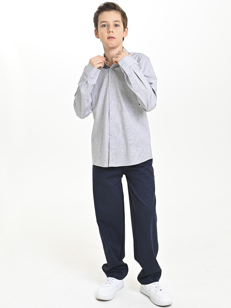 4885 Рубашка дл.р. д/м (серый меланж весь размерный ряд)