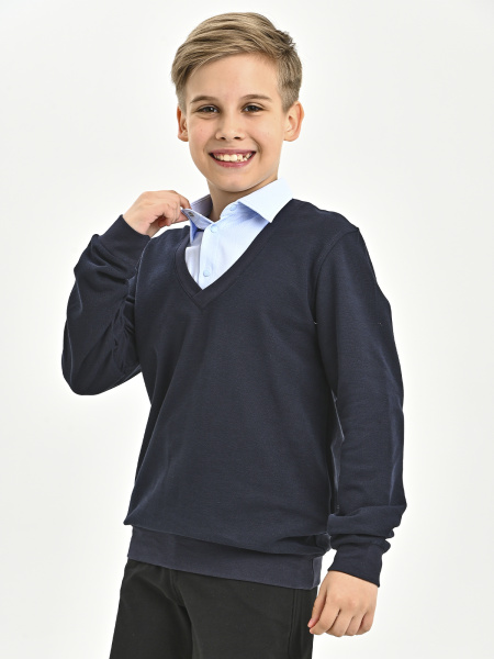 5005 Джемпер/обманка д/м (темно-синий,голубой 134)