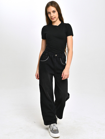 T8045-Ch Джинсы утепленные д/д (черный весь размерный ряд)