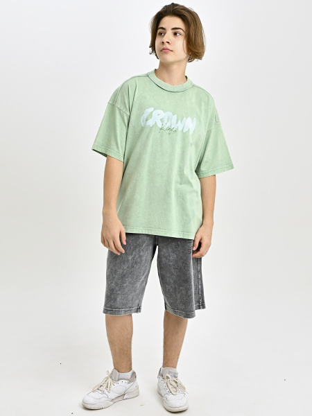 5328 Футболка оверсайз д/м (фисташковый весь размерный ряд)