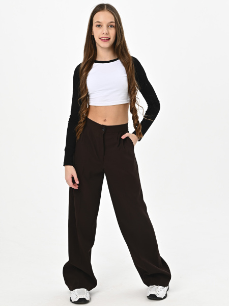 2581KG Брюки палаццо д/д (коричневый весь размерный ряд)