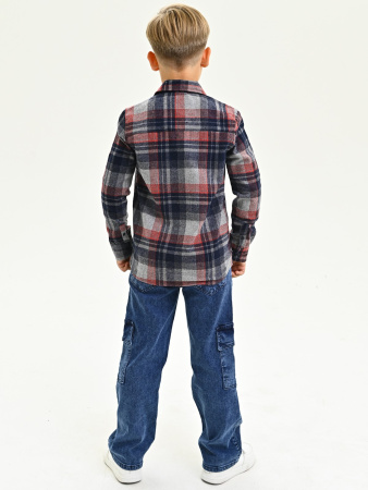 2693 Рубашка д/м клетка  (синий,красный весь размерный ряд)