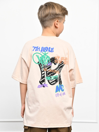 3016 Футболка д/м оверсайз (бежевый весь размерный ряд)