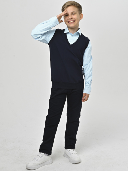 4818 Рубашка/обманка д/м (темно-синий,голубой весь размерный ряд)