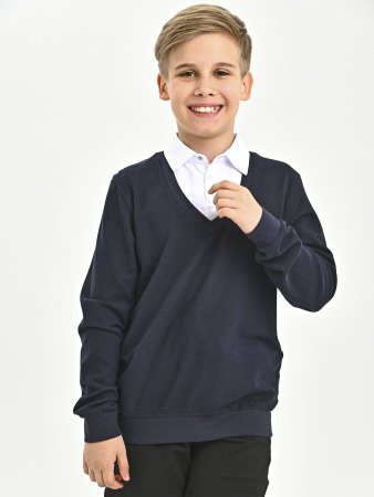 5007 Джемпер/обманка д/м (темно-синий,белый весь размерный ряд)