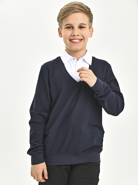 5007 Джемпер/обманка д/м (темно-синий,белый весь размерный ряд)