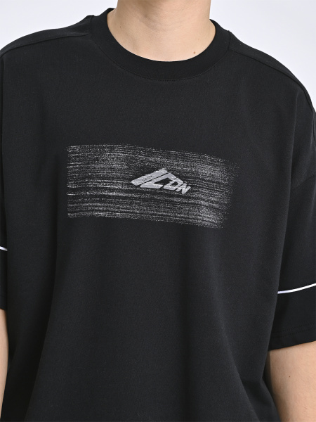 5356 Футболка оверсайз д/м (черный весь размерный ряд)