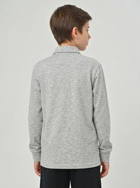 4751 Поло дл.р. д/м (серый меланж весь размерный ряд)