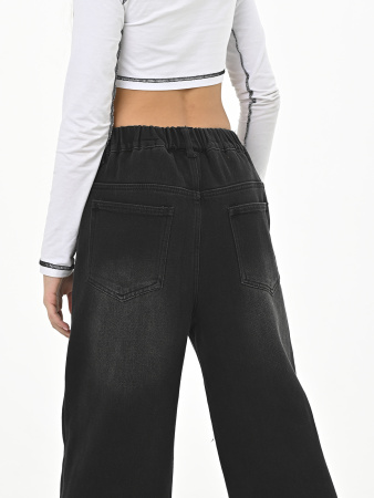 F2814-Ch Джинсы утепленные д/д (черный весь размерный ряд)