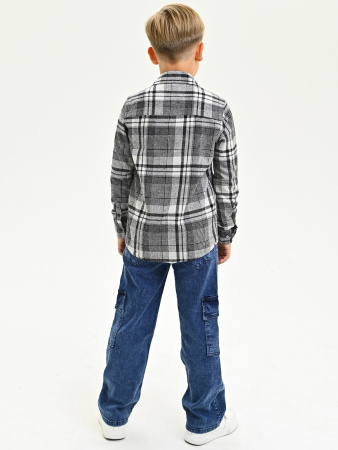 2694 Рубашка д/м клетка  (черный весь размерный ряд)