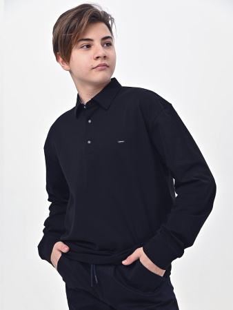 4926 Поло дл.р. д/м оверсайз (темно-синий весь размерный ряд)