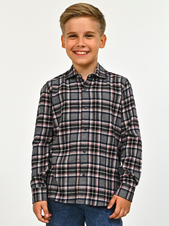 2710 Рубашка д/м клетка (серый весь размерный ряд)