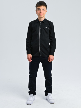 2305 Рубашка дл.р. д/м (черный весь размерный ряд)