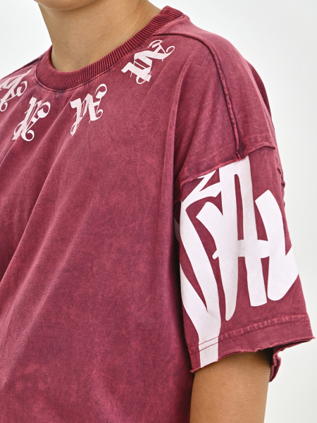 5335 Футболка оверсайз д/м (бордовый весь размерный ряд)