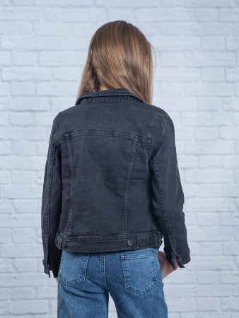 076 Куртка джинс д/д (черный весь размерный ряд)