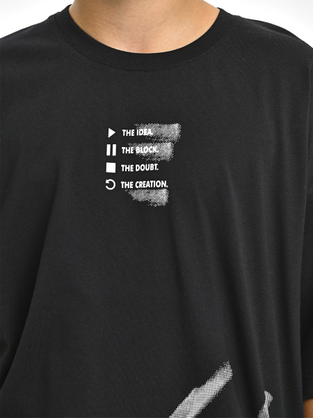 5411 Футболка оверсайз д/м (черный весь размерный ряд)