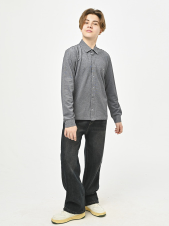 4966 Рубашка трик.(батал) дл.р. д/м (серый весь размерный ряд)