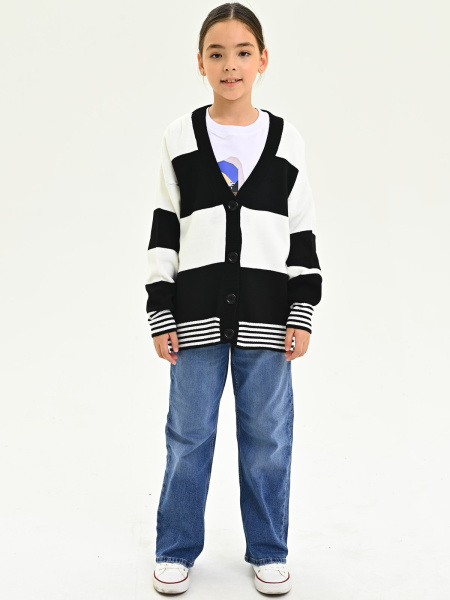 202206 Кардиган д/д (белый,черный 164)