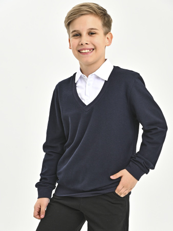 5007 Джемпер/обманка д/м (темно-синий,белый весь размерный ряд)