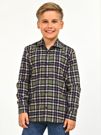 2709 Рубашка д/м клетка (зеленый весь размерный ряд)