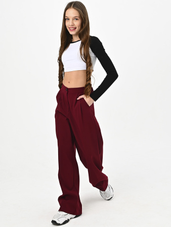 2581KG Брюки палаццо д/д (бордовый весь размерный ряд)