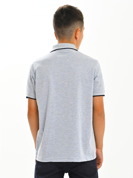 2749 Поло к.р. д/м (голубой меланж весь размерный ряд)