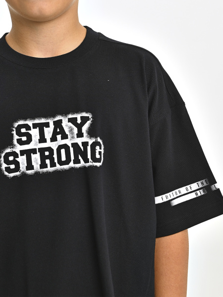 5374 Футболка оверсайз д/м (Лакоста) (черный весь размерный ряд)