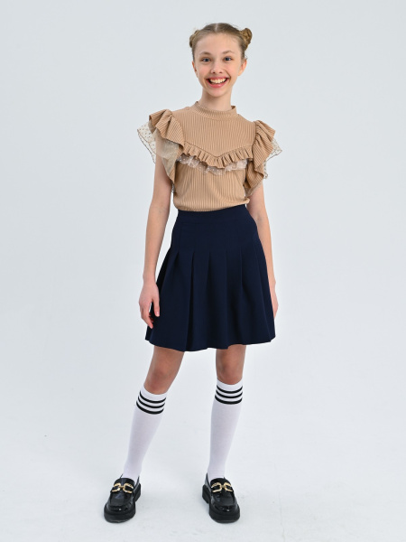 K-006KG Блузка к.р. д/д (коричневый весь размерный ряд)