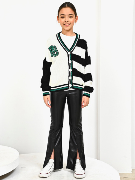 0812 Кардиган д/д (кремовый,черный 164)