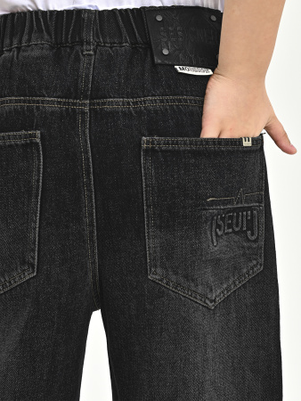 25365-Ch Джинсы утепленные д/м (черный весь размерный ряд)