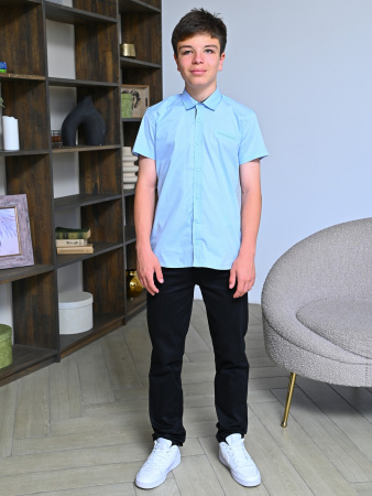 2455 Рубашка к.р. д/м (светло-голубой весь размерный ряд)