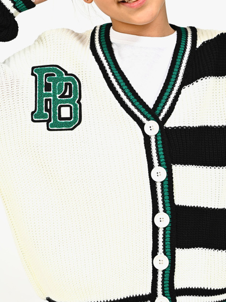 0812 Кардиган д/д (кремовый,черный 164)